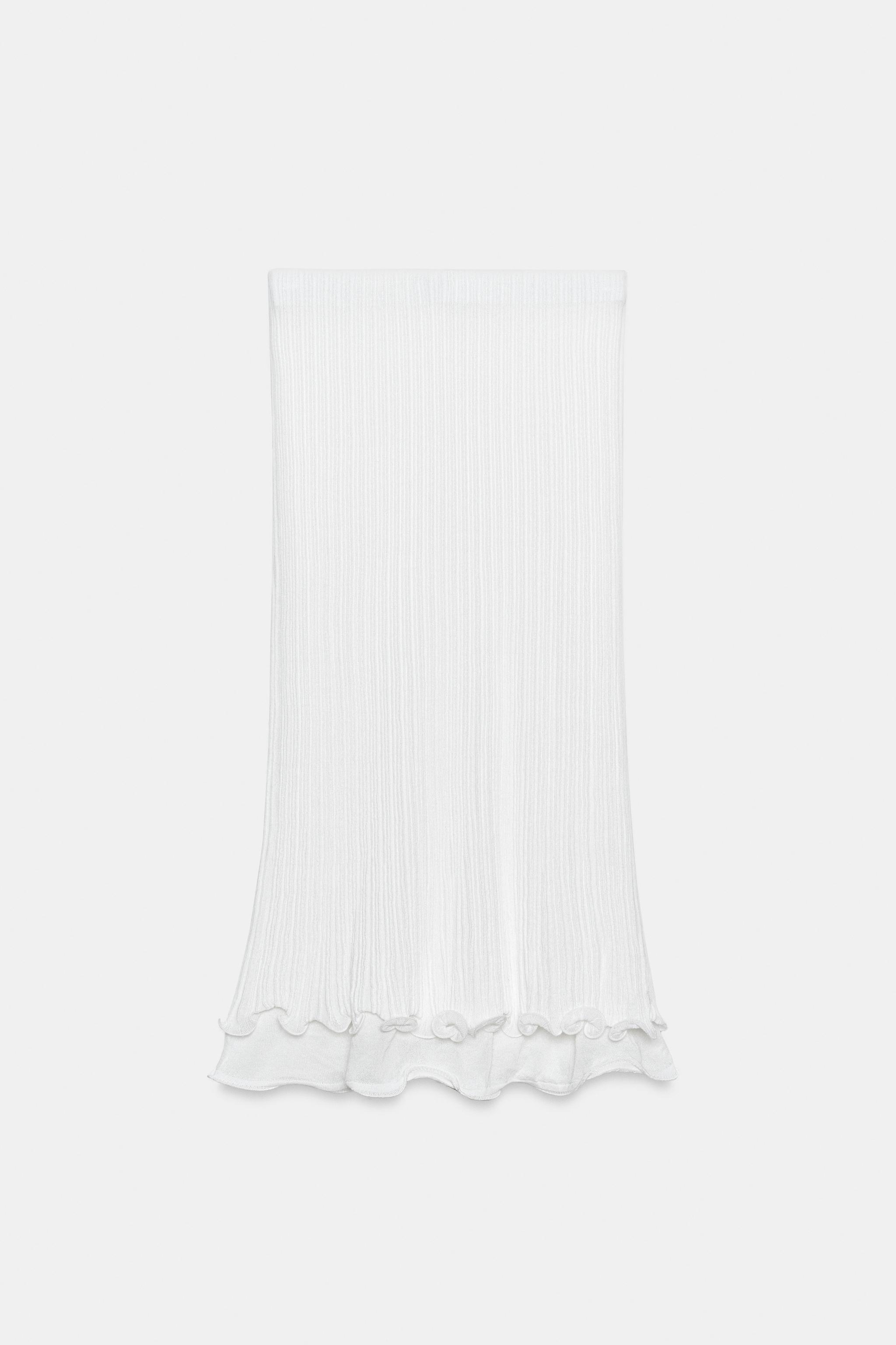 DOUBLE-LAYER KNIT MIDI SKIRT